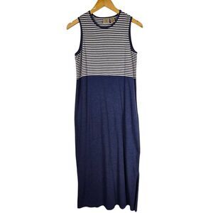 Mountain Lake Vintage Striped Navy Maxi Dress